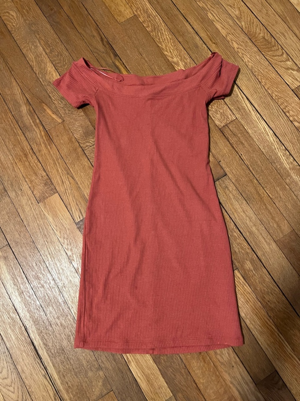 Old Navy Rusty Rose Off-Shoulder Ribbed Mini Dress